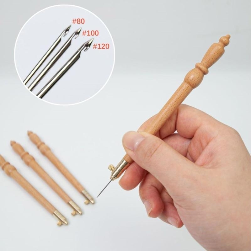 Embroidery Hook Set with Need - Wooden Crochet Hooks Ergonomic Handle recension och pris