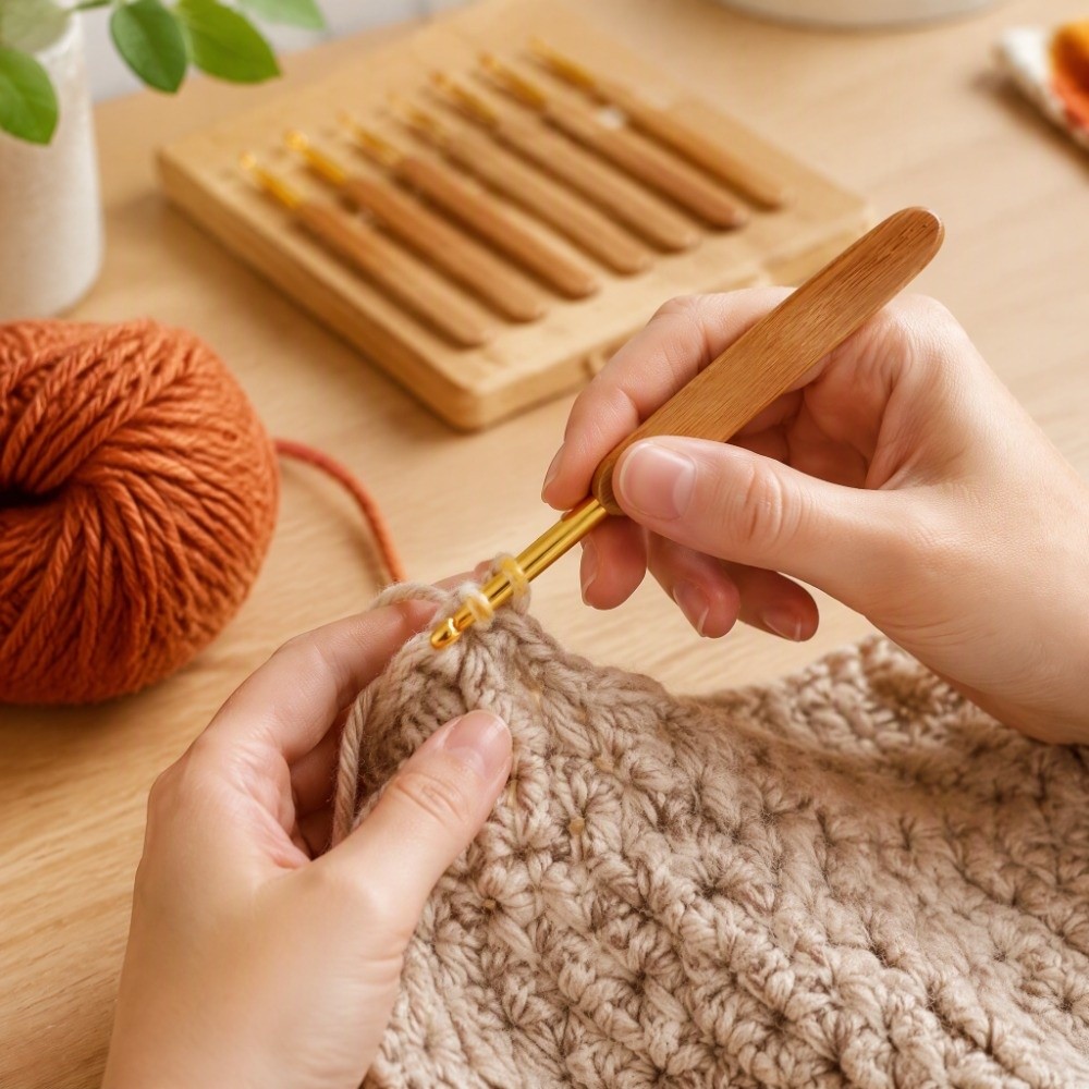 8pcs 2.5-6mm Sizes Crochet Hoo - Wooden Crochet Hooks Ergonomic Handle recension och pris