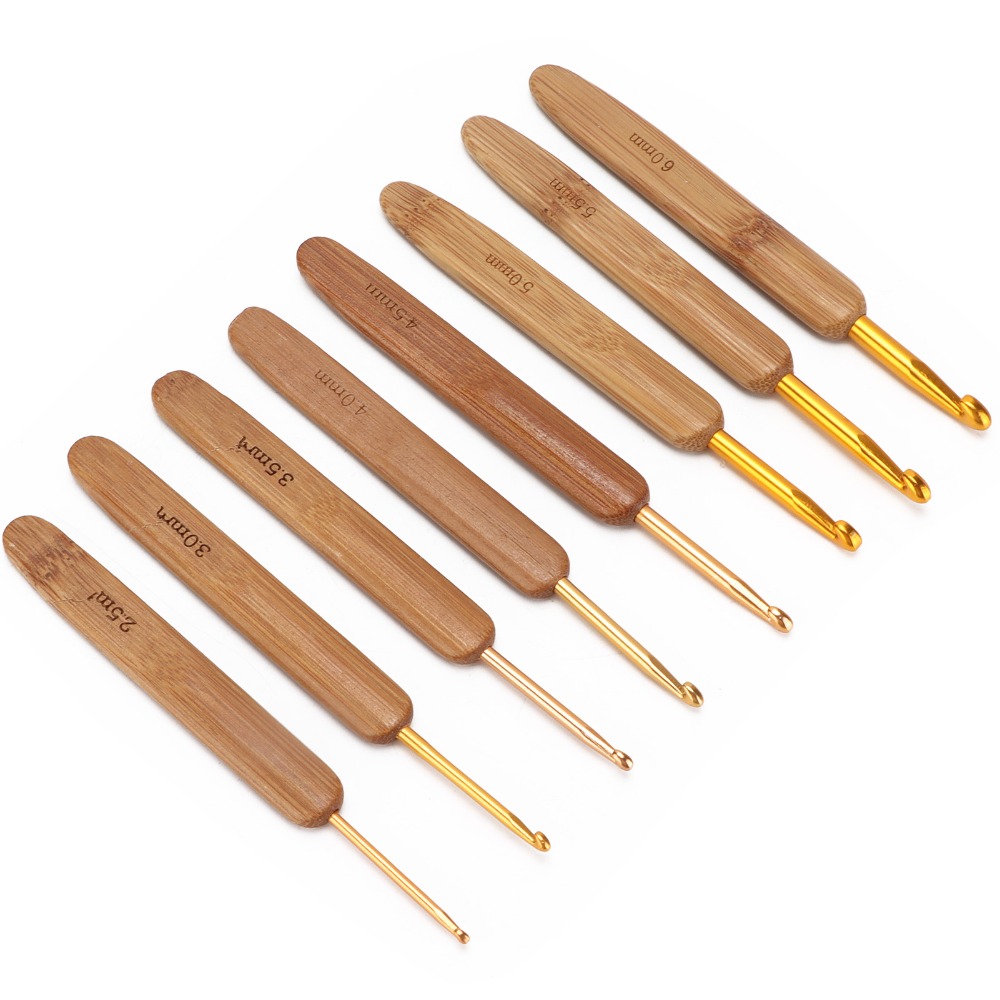 8pcs 2.5-6mm Sizes Crochet Hoo - Wooden Crochet Hooks Ergonomic Handle recension och pris