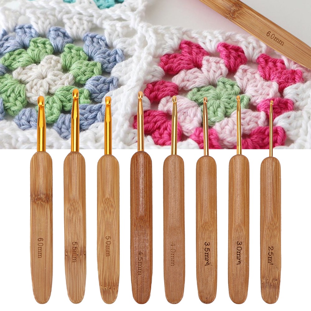8pcs 2.5-6mm Sizes Crochet Hoo - Wooden Crochet Hooks Ergonomic Handle recension och pris