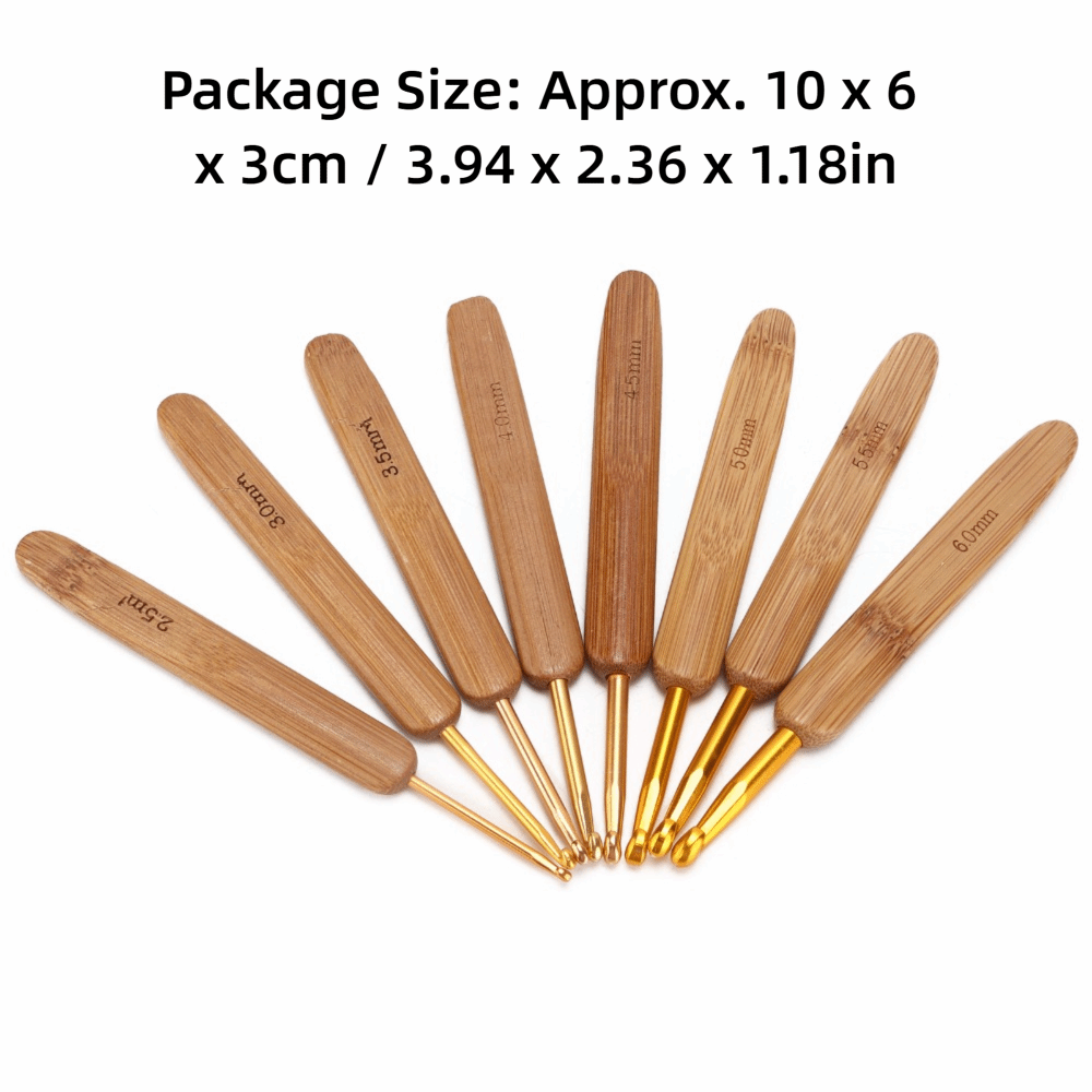 8pcs 2.5-6mm Sizes Crochet Hoo - Wooden Crochet Hooks Ergonomic Handle recension och pris