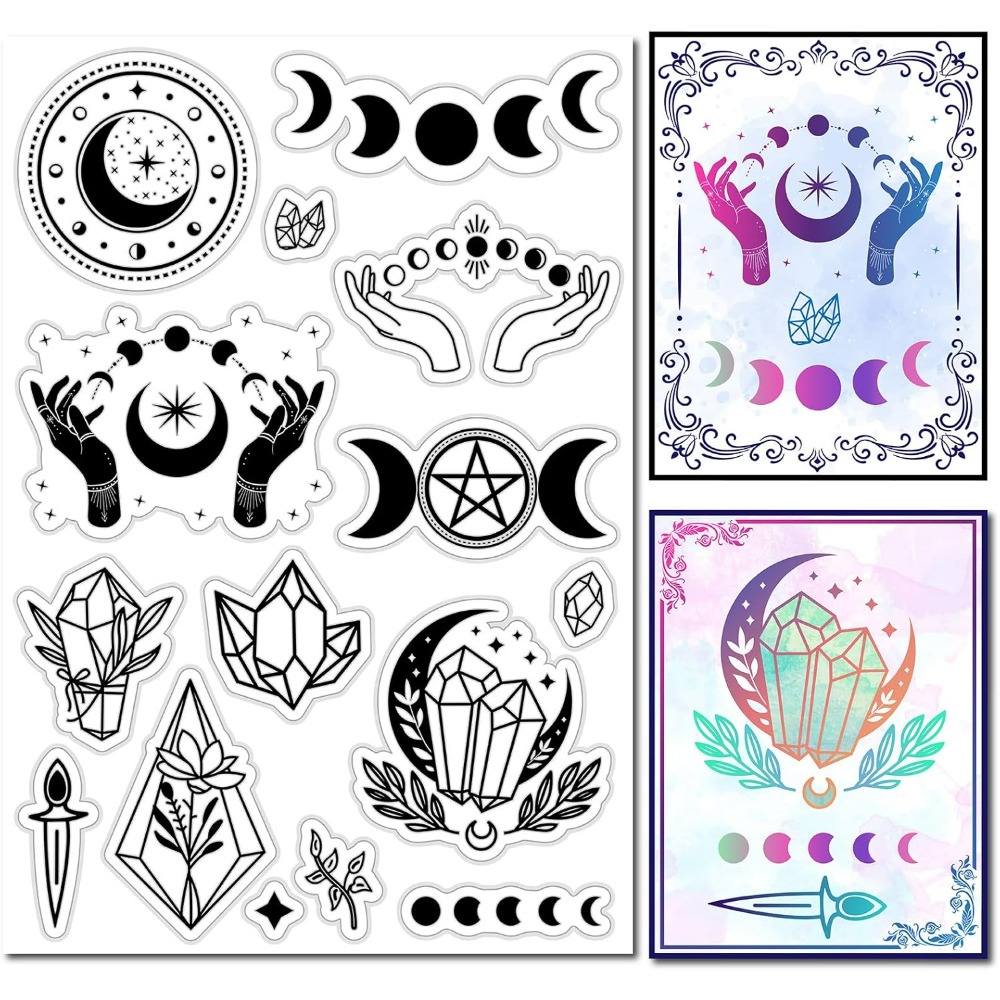 Moon Phase Crystal Rubber Stam - Clear Silicone Stamps For Card Making recension och pris