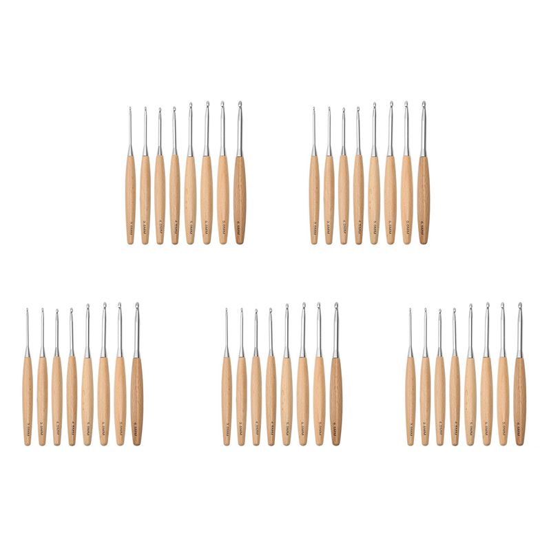 M12K-40Pcs Wood Crochet Hooks  - Wooden Crochet Hooks Ergonomic Handle recension och pris
