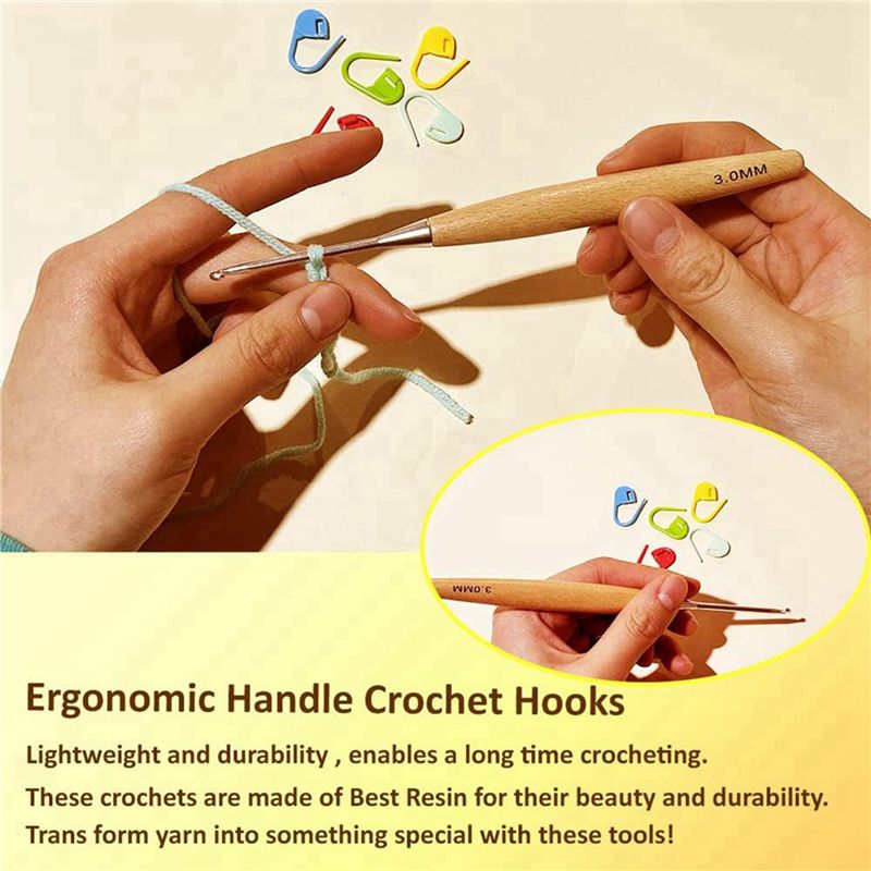 M12K-40Pcs Wood Crochet Hooks  - Wooden Crochet Hooks Ergonomic Handle recension och pris